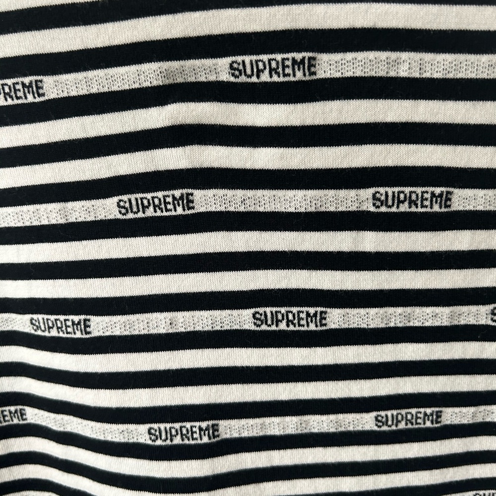 Supreme short sleeve black and white stripped shirt medium - Picture 3 of 3